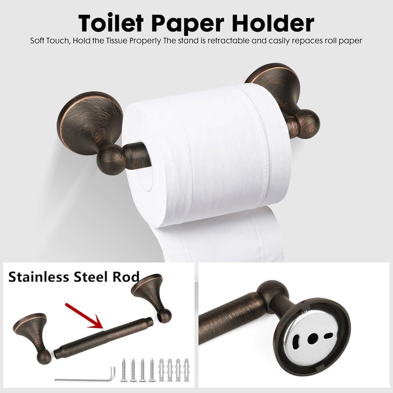 Ntipox 4 Piece Antique Bathroom Hardware Accessories Set Oil Rubbed Bronze,24 Inch Towel Bar Set,Towel Rack for Bathroom,Bathroom Towel Holder Bronze - Image 3